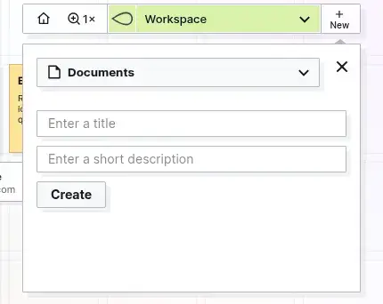 Opal interface tour: the New panel with the type dropdown, title and description boxes, and Create button