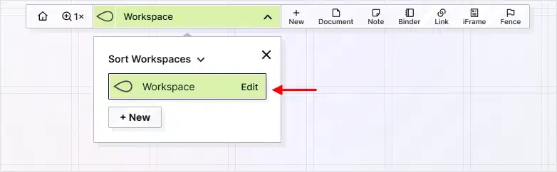 Visual Desk: Workspace in menu