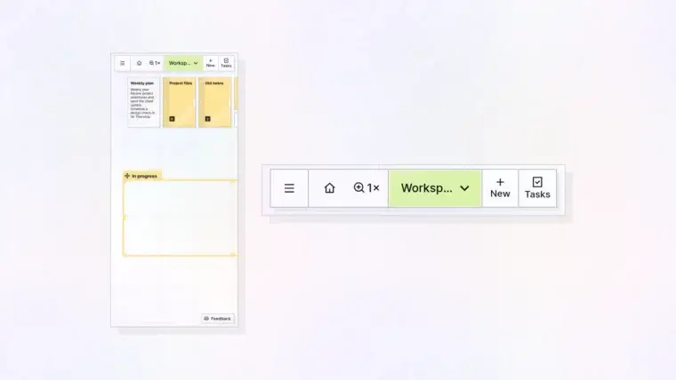 Opal on a phone or tablet: small-screen layout with the collapsed toolbar, thumbnail