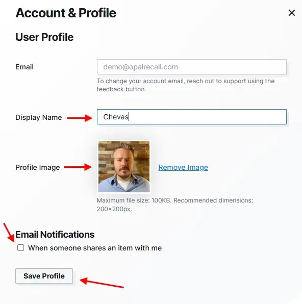 Opal Profile: Save Profile