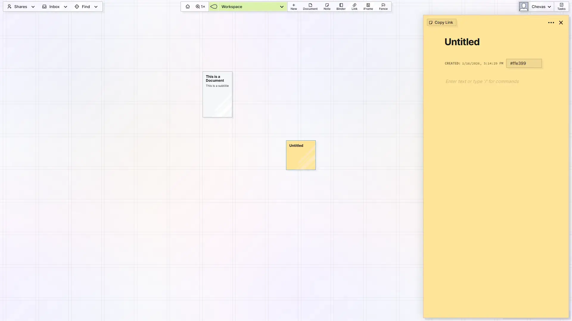 Creating Items in Opal: Note Created
