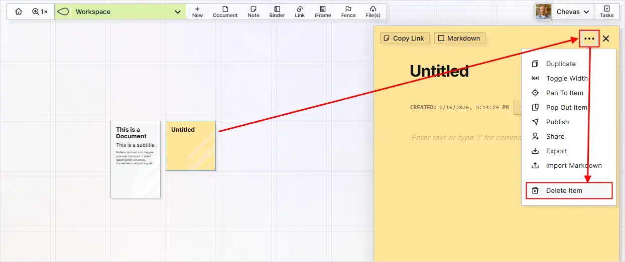 Managing Items: Delete Item