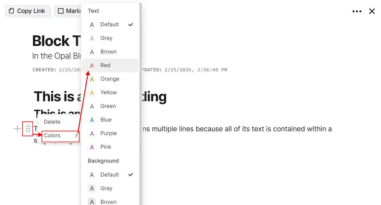 The Opal Block Editor: Changing the text color of a whole block