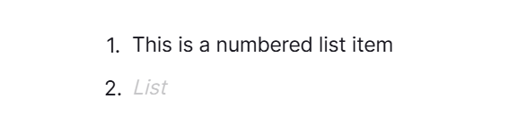 Text-Based Block Types: Numbered List Item
