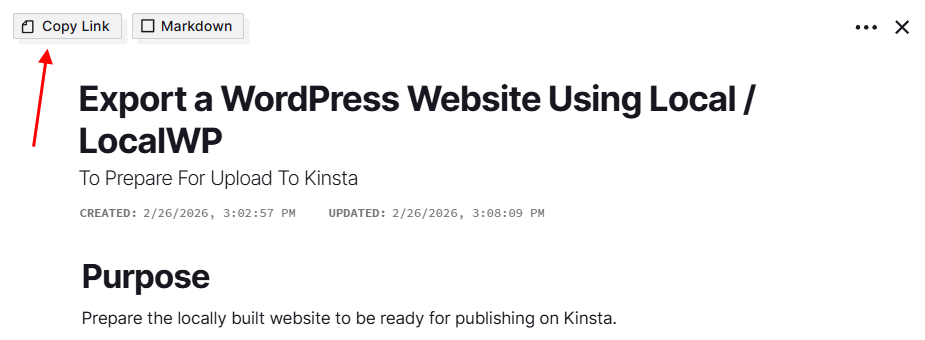 Create SOPs: Copy Link Button