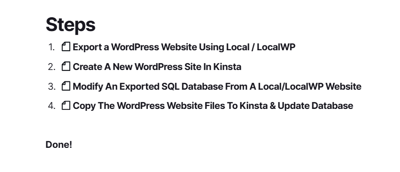 Create SOPs: Finished SOP List