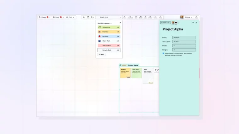 Switch and Sort Your Workspaces: screenshot of Opal