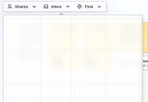 Move items between workspaces: the Inbox panel open from the toolbar, empty and ready to receive an item