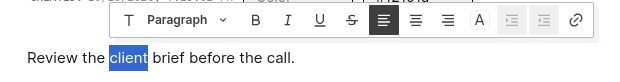 Use the Opal text editor: text selected with the formatting toolbar visible