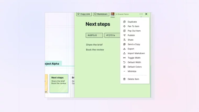 Open Items in Opal: One Panel, Pan To Item, and Pop Out Item: screenshot of Opal