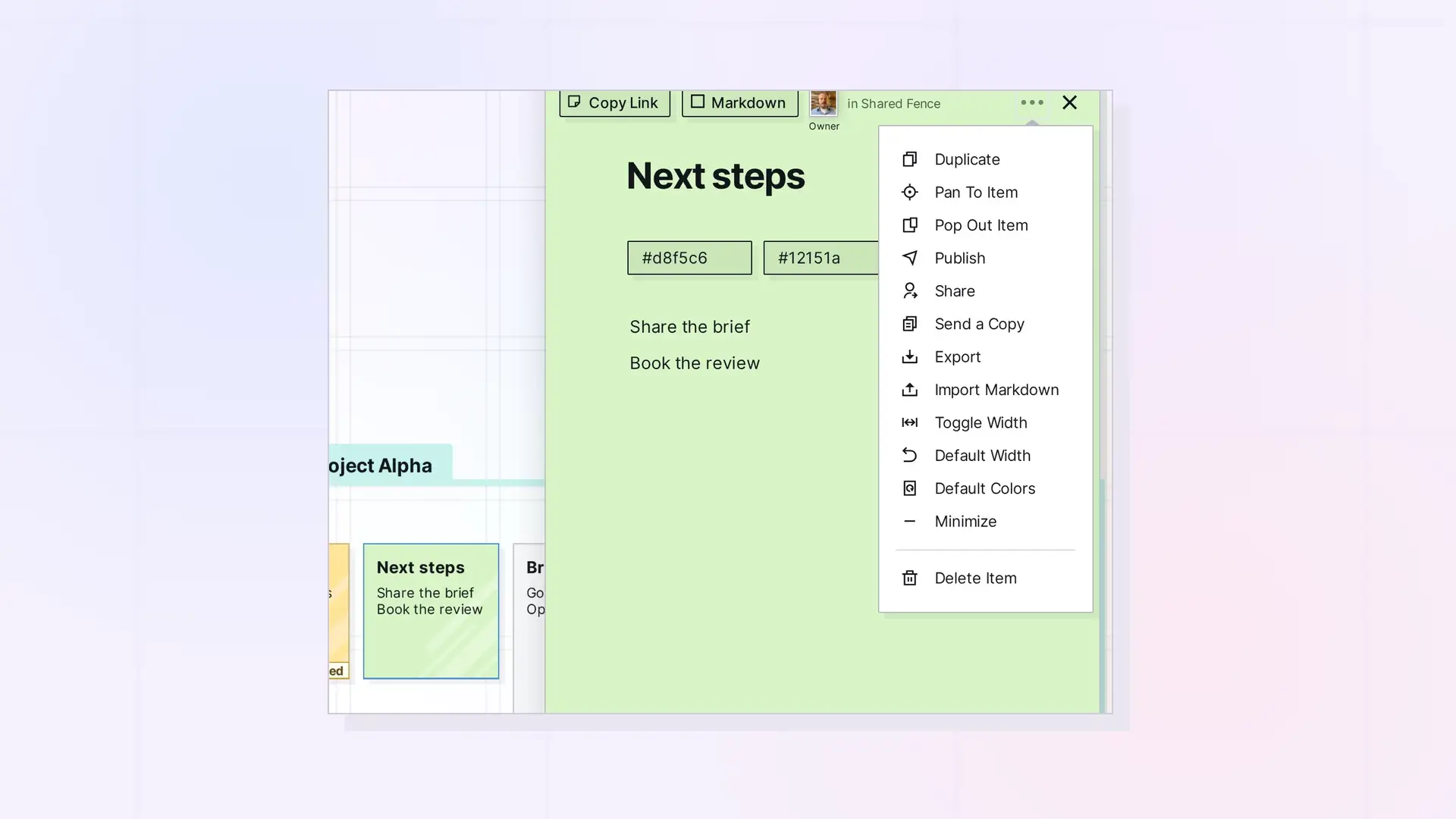 Open Items in Opal: One Panel, Pan To Item, and Pop Out Item: screenshot of Opal