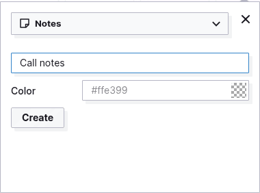 What is a note: the New panel with Notes chosen in the type dropdown