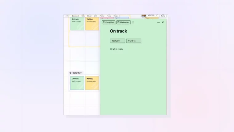 Change the Color of Notes, Binders, and Fences: screenshot of Opal