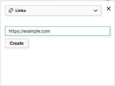 Save a link as an item: the New panel with Links chosen in the type dropdown