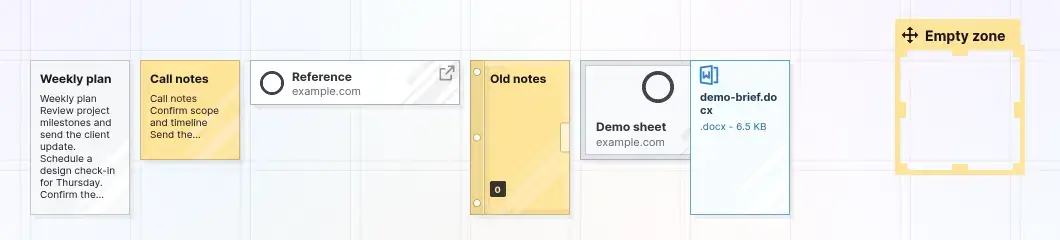 Choosing an item type: the grid showing one item of each type
