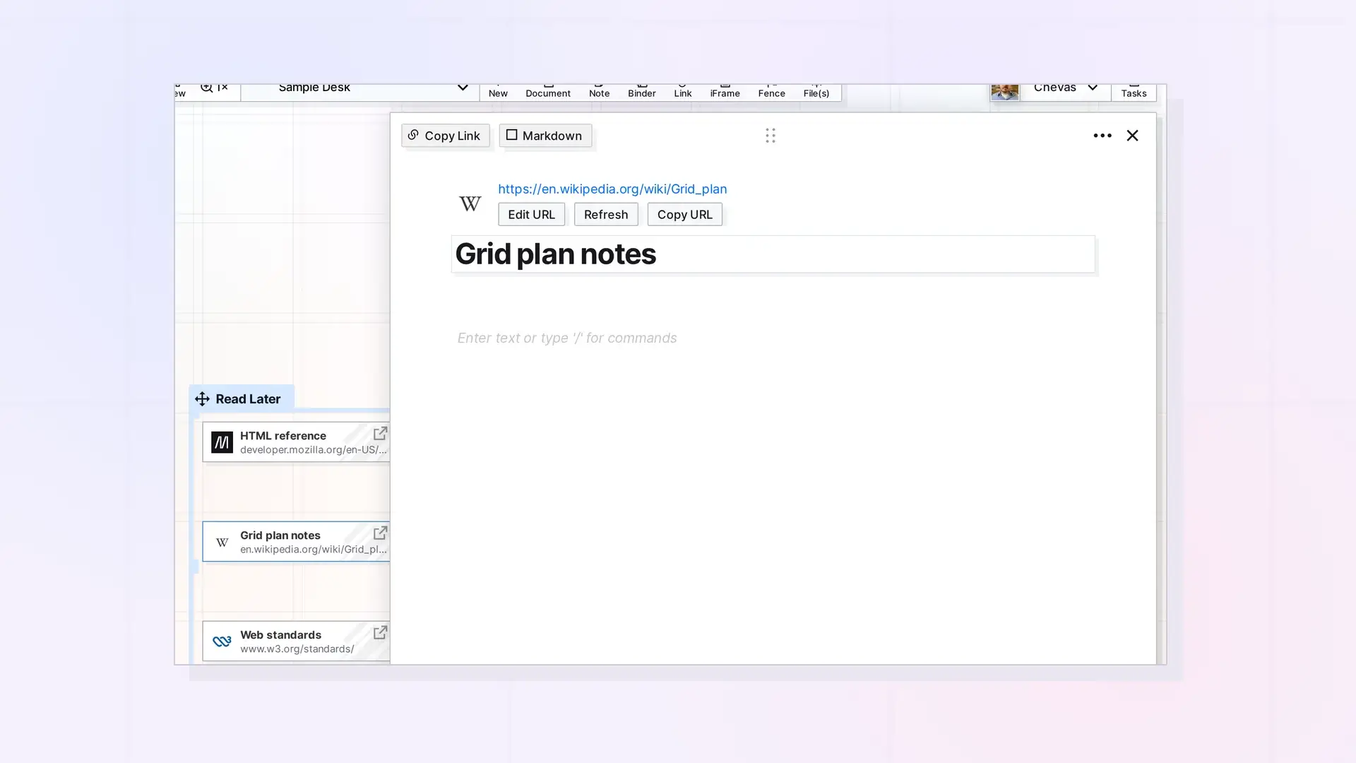 Name a Link Item: Link item page with its title ready to edit, screenshot
