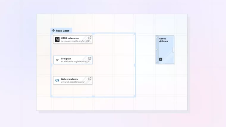 Build a Reading List with Link Items: Read Later fence with link items and a binder, screenshot