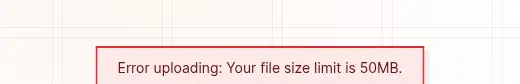 Upload files: the message shown for a file over the size limit