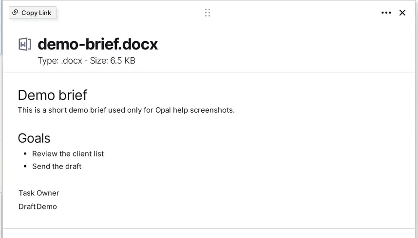 View Word files in Opal: a DOCX file previewed in page view
