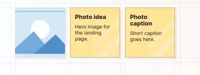 Images on the grid: an image item on the grid beside two notes