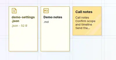 Edit text and code files: a JSON file item with its icon on the grid