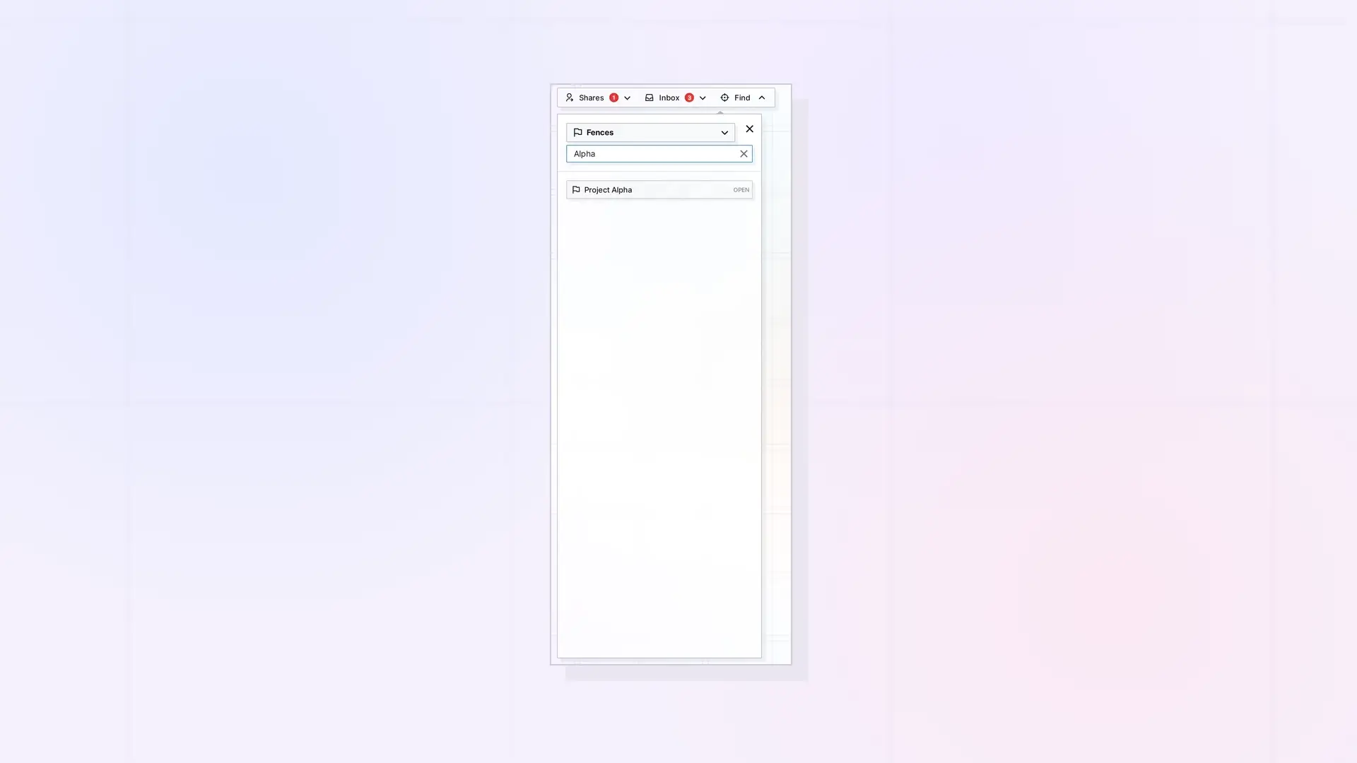 Find a Fence: Find panel filtered to fences, screenshot