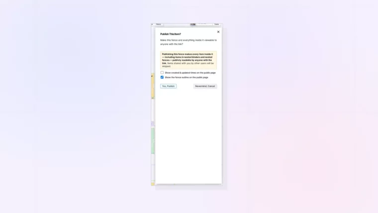 Publish a Fence: screenshot of Opal