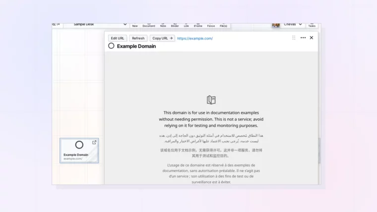 What Is an iFrame in Opal?: iFrame page showing a website inside Opal, screenshot