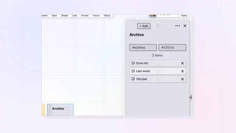 Take Items Out of a Binder: Removing an item from a binder list, screenshot