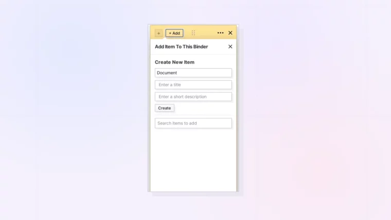 Binder Limits: Binder with allowed item types, screenshot