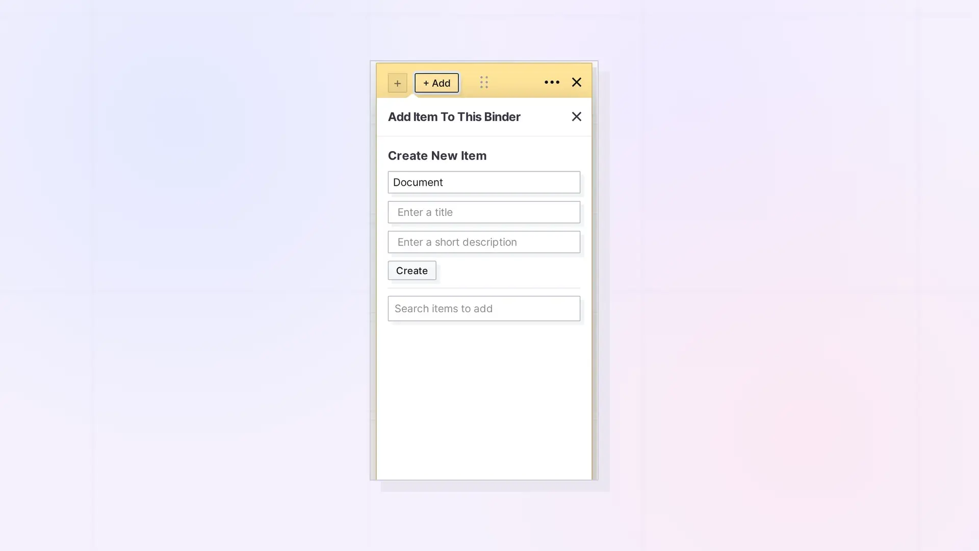 Binder Limits: Binder with allowed item types, screenshot