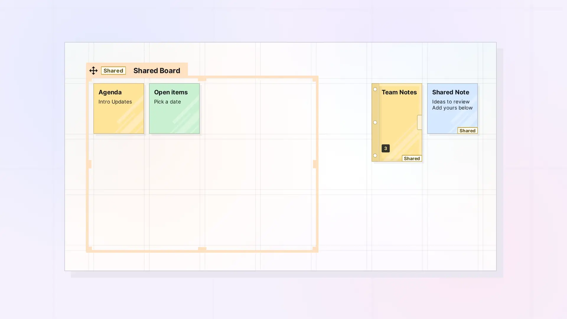 Where Shared Items Live on Your Desk: Shared item placed on a recipient's workspace, screenshot