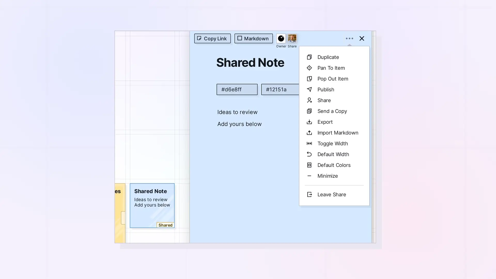 Leave Something That Was Shared with You: Leave Share in an item menu, screenshot