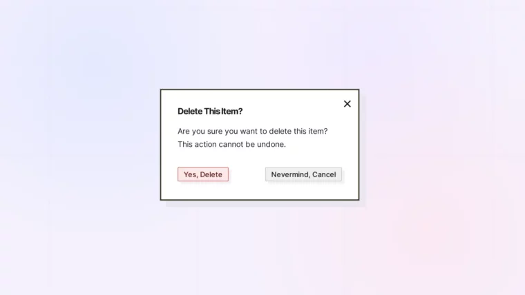 What Happens to Shared Items When They Are Deleted: Delete dialog for a shared item, screenshot