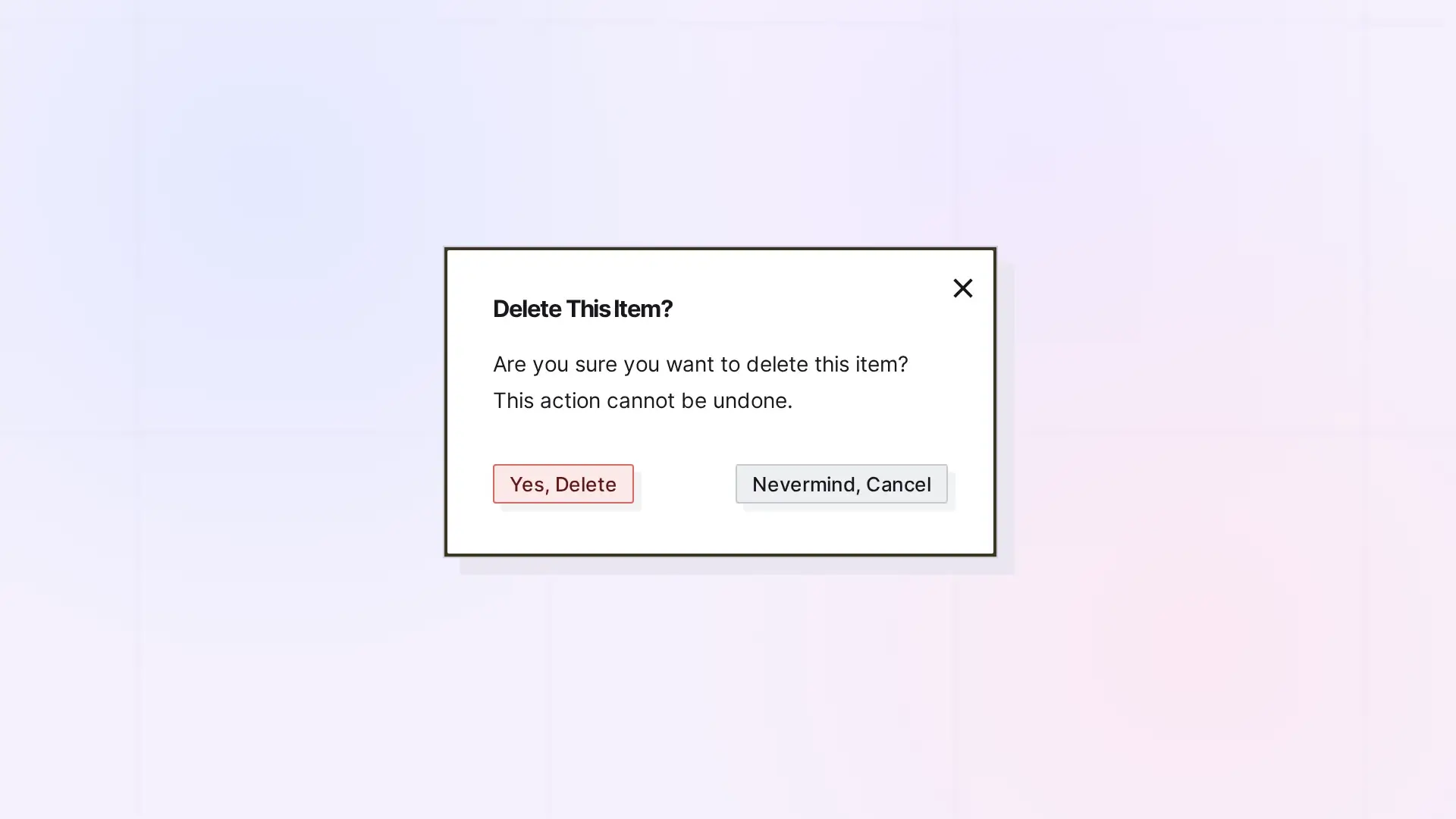 What Happens to Shared Items When They Are Deleted: Delete dialog for a shared item, screenshot