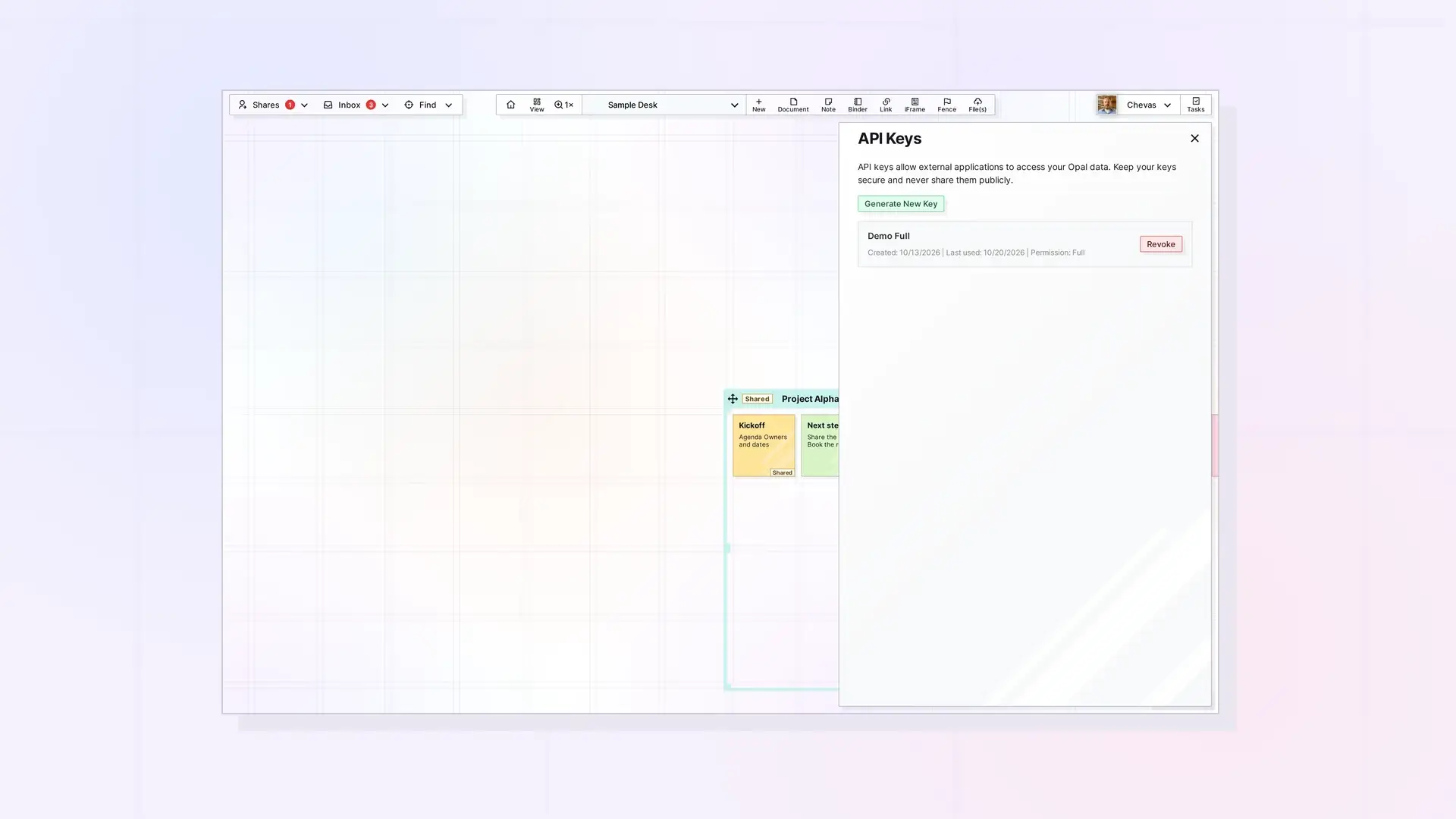 Opal REST API Overview: What You Can Build: screenshot of Opal