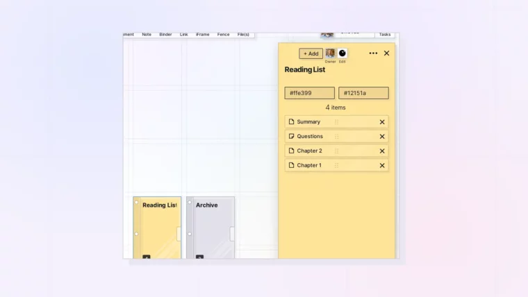 Binders API: Add, Remove, Reorder, and Duplicate: screenshot of Opal