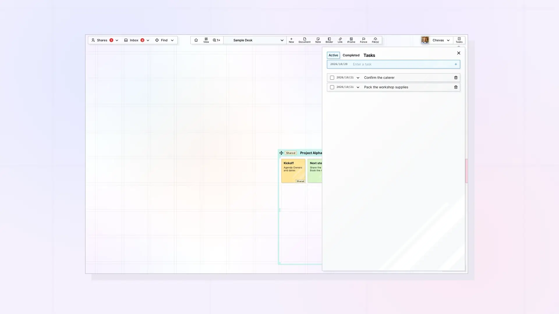 Tasks API: Create, List, Update, and Delete Tasks: screenshot of Opal