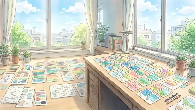 ADHD object permanence featured image - person at desk surrounded by digital tools