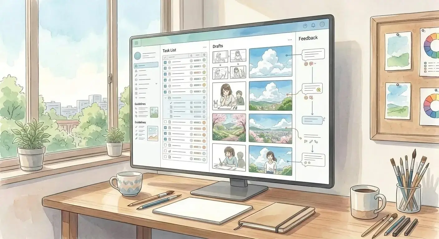 Digital desk comparison between folders, kanban, search, and visual workspace for a digital desk workflow