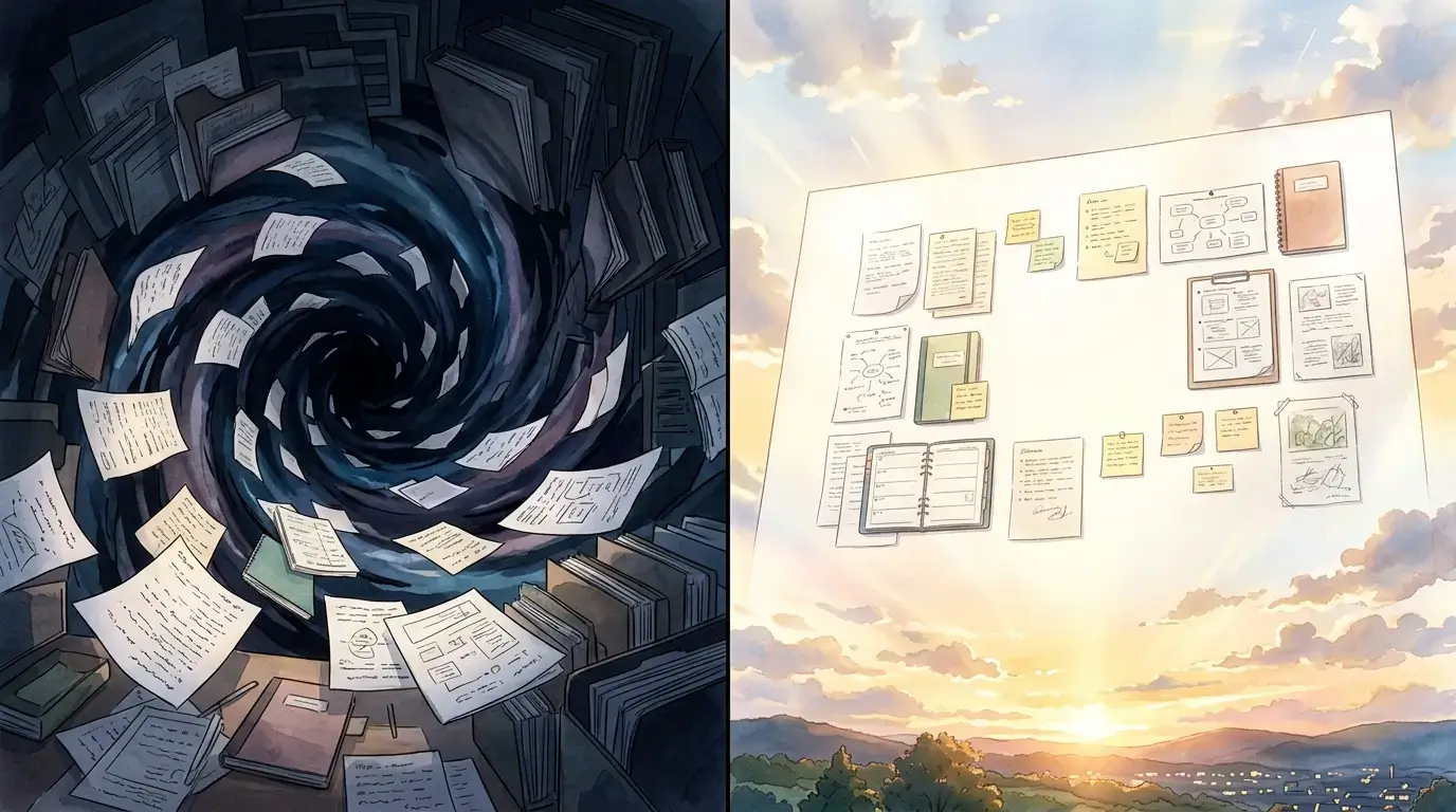 why productivity apps dont work - folders hide things spatial canvas reveals